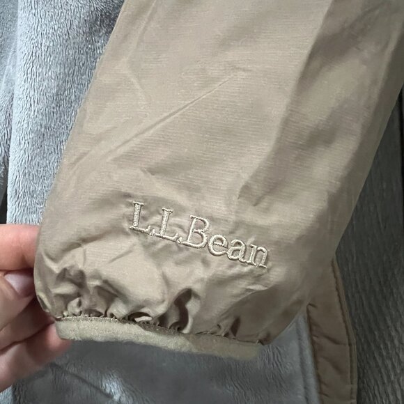 LL Bean Insulated Hooded Tan Jacket Size Large Regular - Picture 3 of 7